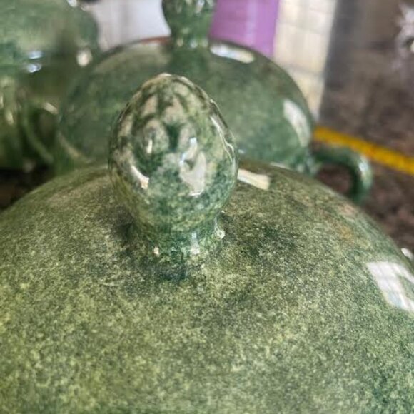 Cancello Green Lidded Bowls - Deruta Italy Dinnerware, Set of 4 - Picture 10 of 12